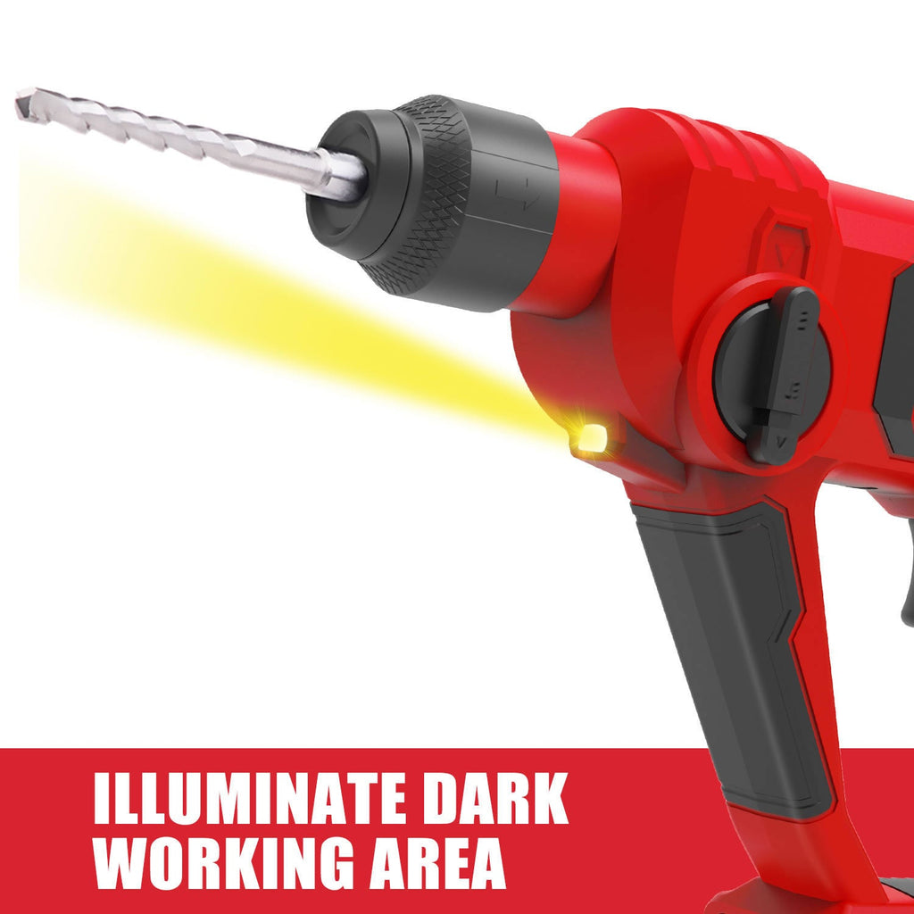 TOPEX 20V Max Lithium Cordless Rotary Hammer Drill Kit w/Battery Charger Bits