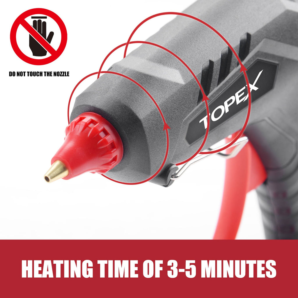 TOPEX Heavy Duty 100W Hot Melt Glue Gun Electric Heating Craft & 10 Glue Sticks