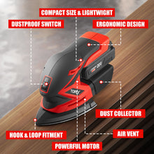 Load image into Gallery viewer, TOPEX 20V Cordless Detail Sander Electric Detail Sander Handheld Sanding Machine Small Triangular Palm Sander with Sandpaper &amp; Dust Bag