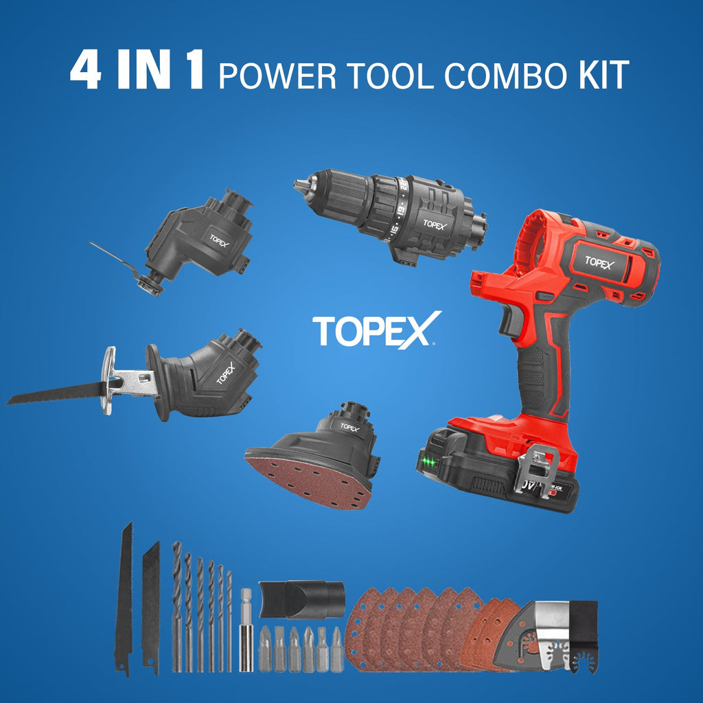 TOPEX 20V 5 IN1 Power Tool Combo Kit Cordless Drill Driver Sander Electric Saw