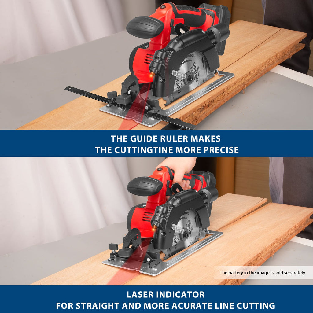 TOPEX 20v 165mm Cordless Circular Saw Skin Only Without Battery