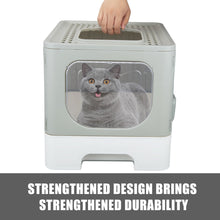 Load image into Gallery viewer, truepal Cat Litter Box/Basin Pet Toilet Anti-splashing Top Exit Cat Box With Scoop Grey