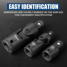 Load image into Gallery viewer, TOPEX 7-piece socket adaptor set 1/4&quot; 3/8&quot; and 1/2&quot; universal joint socket adaptor