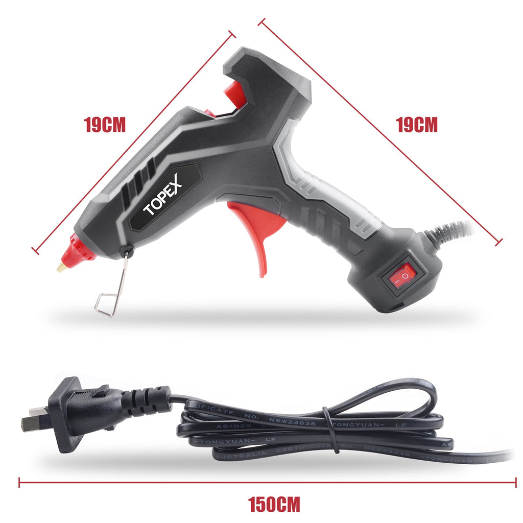 TOPEX 100w Glue Gun & 130 PCS 11mm Sticks Heavy Duty 100W Hot Melt Glue Gun Electric Heating Craft