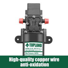 Load image into Gallery viewer, TOPLAND 12V Portable Diaphragm Water Pump with Safety Accessories Pressure Self Priming