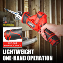 Load image into Gallery viewer, TOPEX 12V Cordless Reciprocating Saw w/ 2 Saw Blades &amp; Clamping Claw Cutting Depth 65 mm Skin Only without Battery