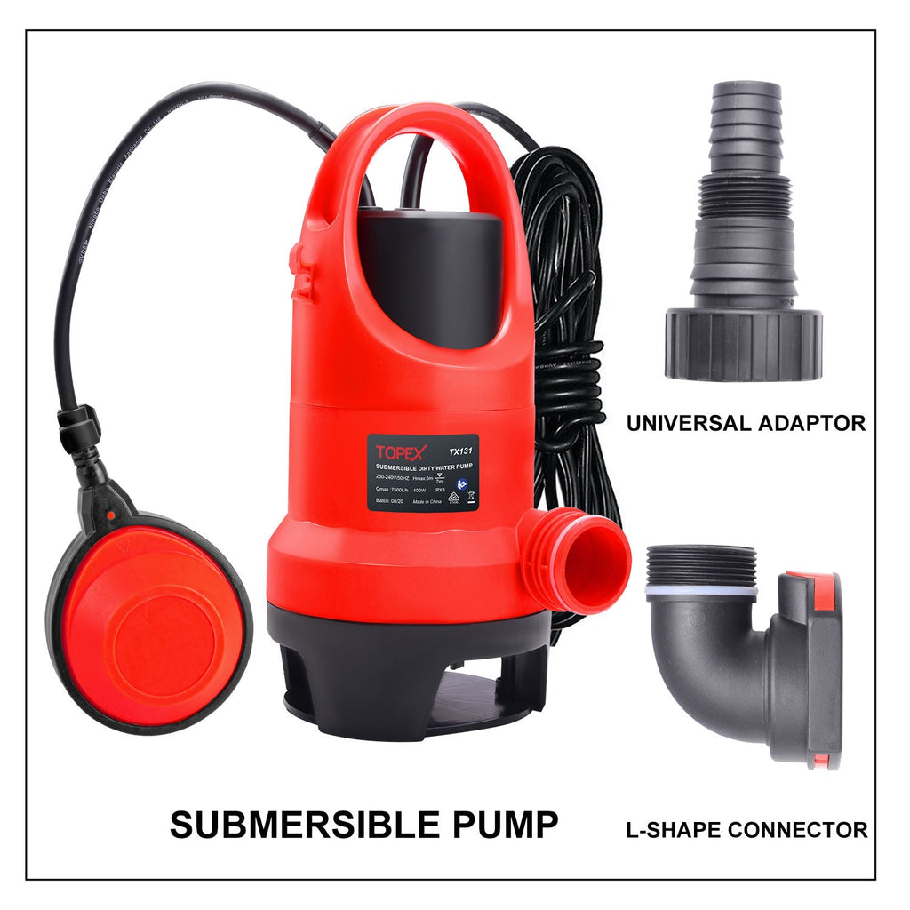 TOPEX 400W Sump Submersible Dirty Water Pump w/ Quick Adapter Swim Pool Pond Home Clean