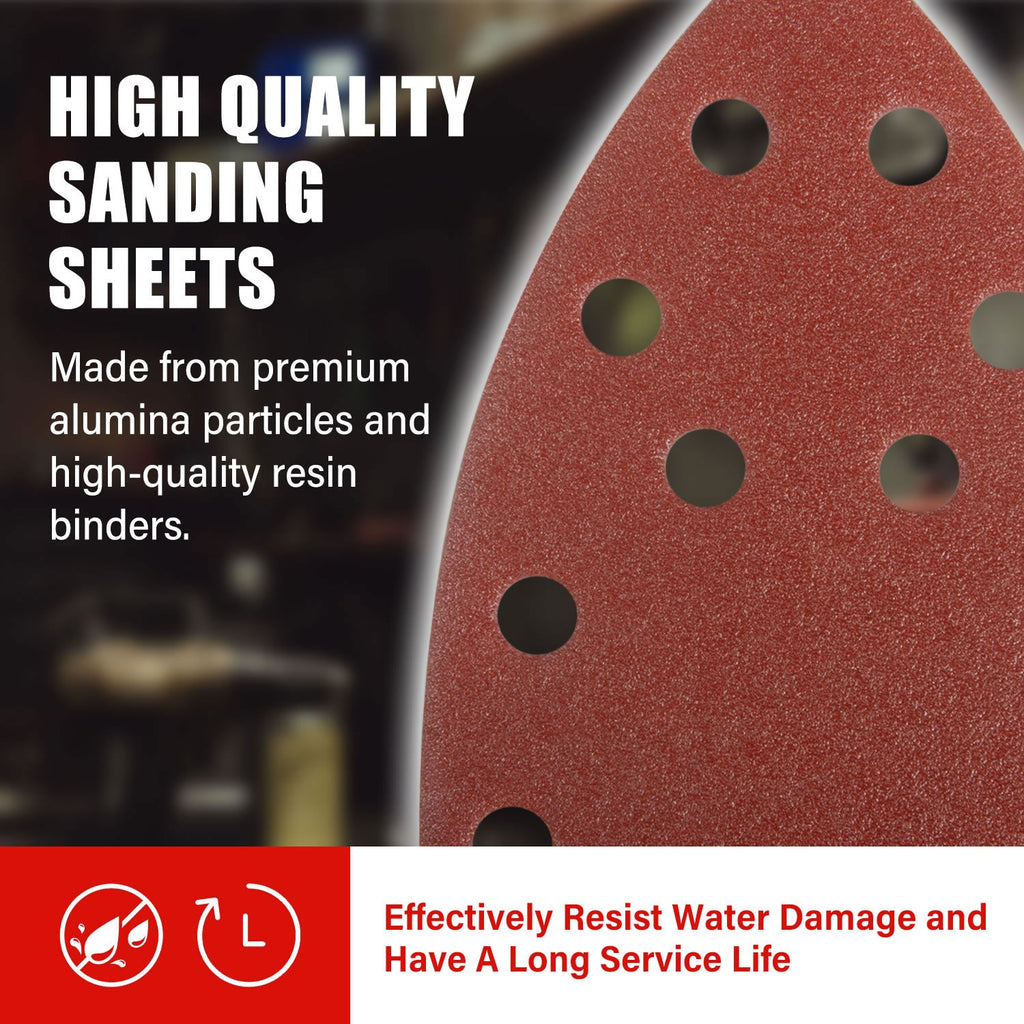 TOPEX Detail Sanding Sheets, 102x148mm, 10x40,60,80,100,120,240 Oxide Sandpaper Sanding Paper Pads Abrasive Sheet Hook&Loop Mixed Grits Coarse Accessories for TOPEX Sanders