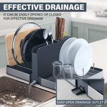 Load image into Gallery viewer, Stelive Foldable Dish Drying Rack with Dual Parts for Kitchen Counter Space-Saving Rack - Rustproof Removable Utensil Drainer &amp; Drainage Spout, Gray