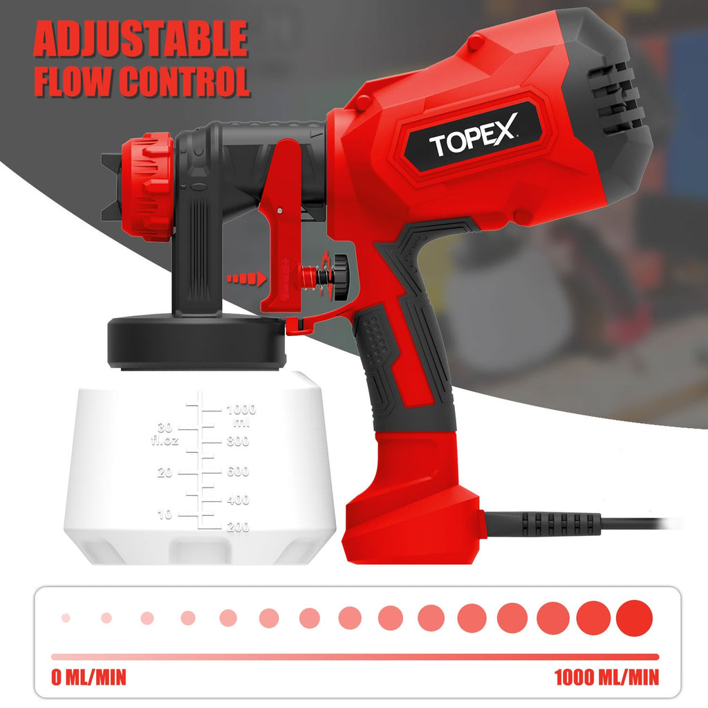 TOPEX 400W Handhold Electric Paint Sprayer Gun 1000ml High Power Portable Spray-Gun Kit Painting Spray Tool