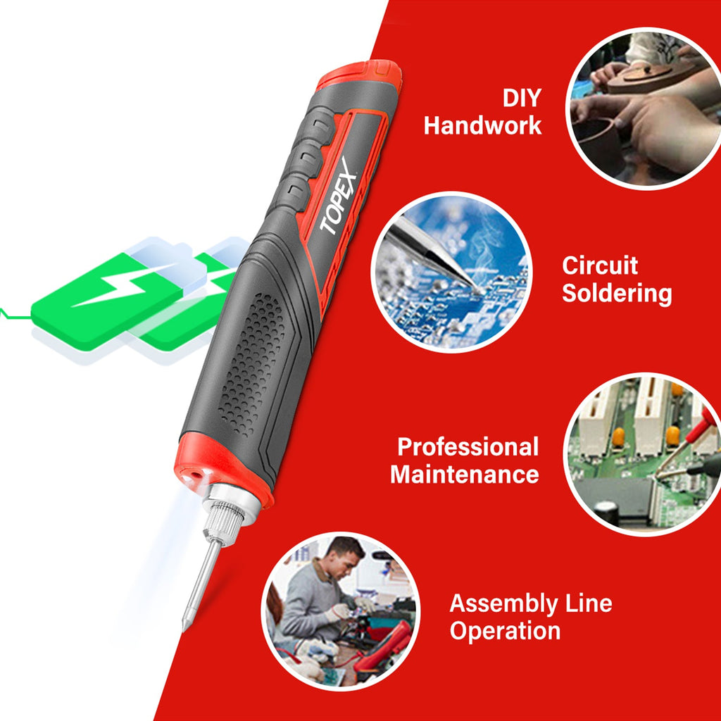 TOPEX 4V Max Cordless Glue Gun Soldering Iron Twin Kit with Adaptor Accessories