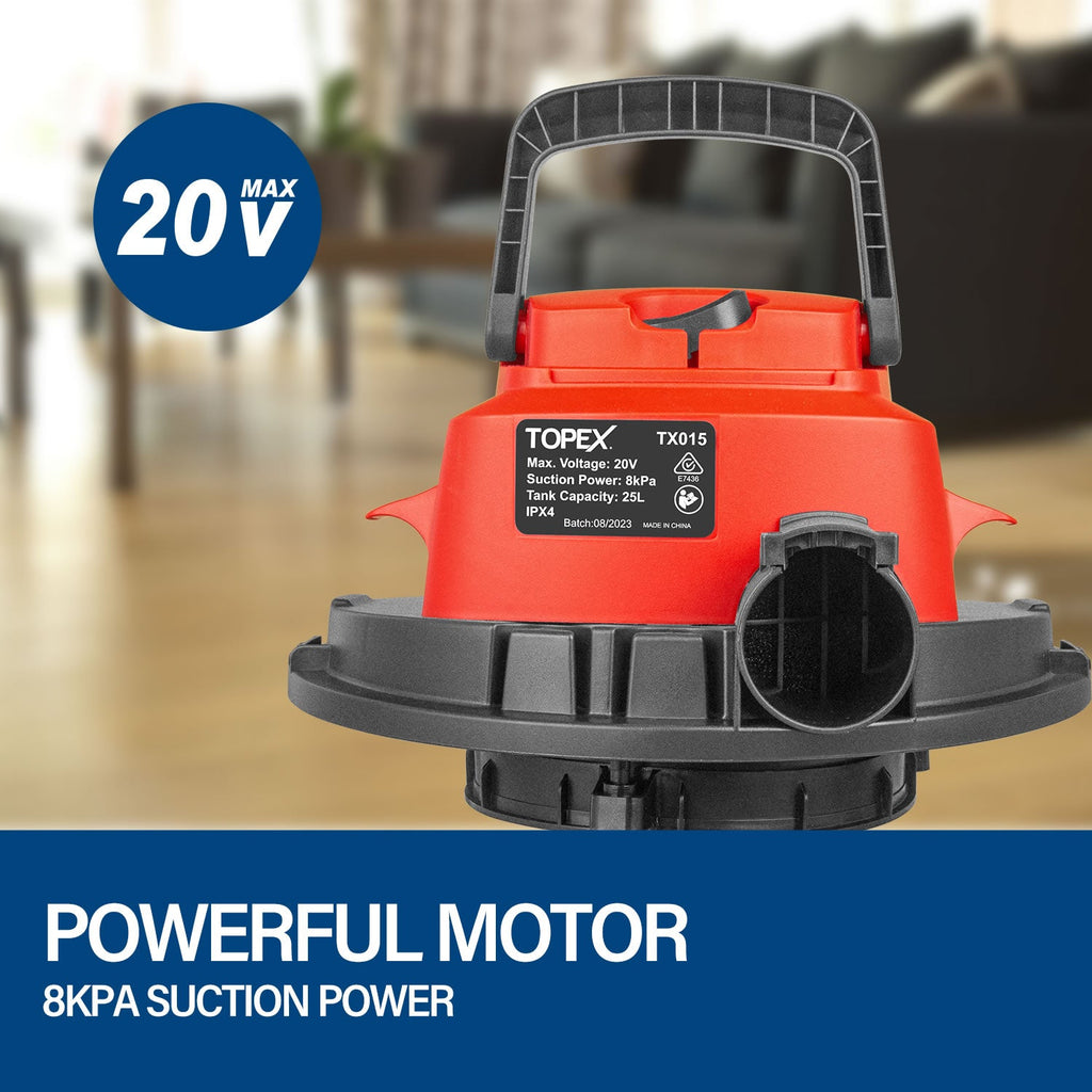 TOPEX 20V 25L Wet & Dry Vacuum Cleaner & Blower Skin Only without Battery