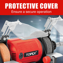Load image into Gallery viewer, TOPEX 120W Bench Grinder w/ 2 Grinding Wheels&amp; Adjustable Tool Rests&amp; Eye-Protecting Shields&amp; Static Wheel Guards