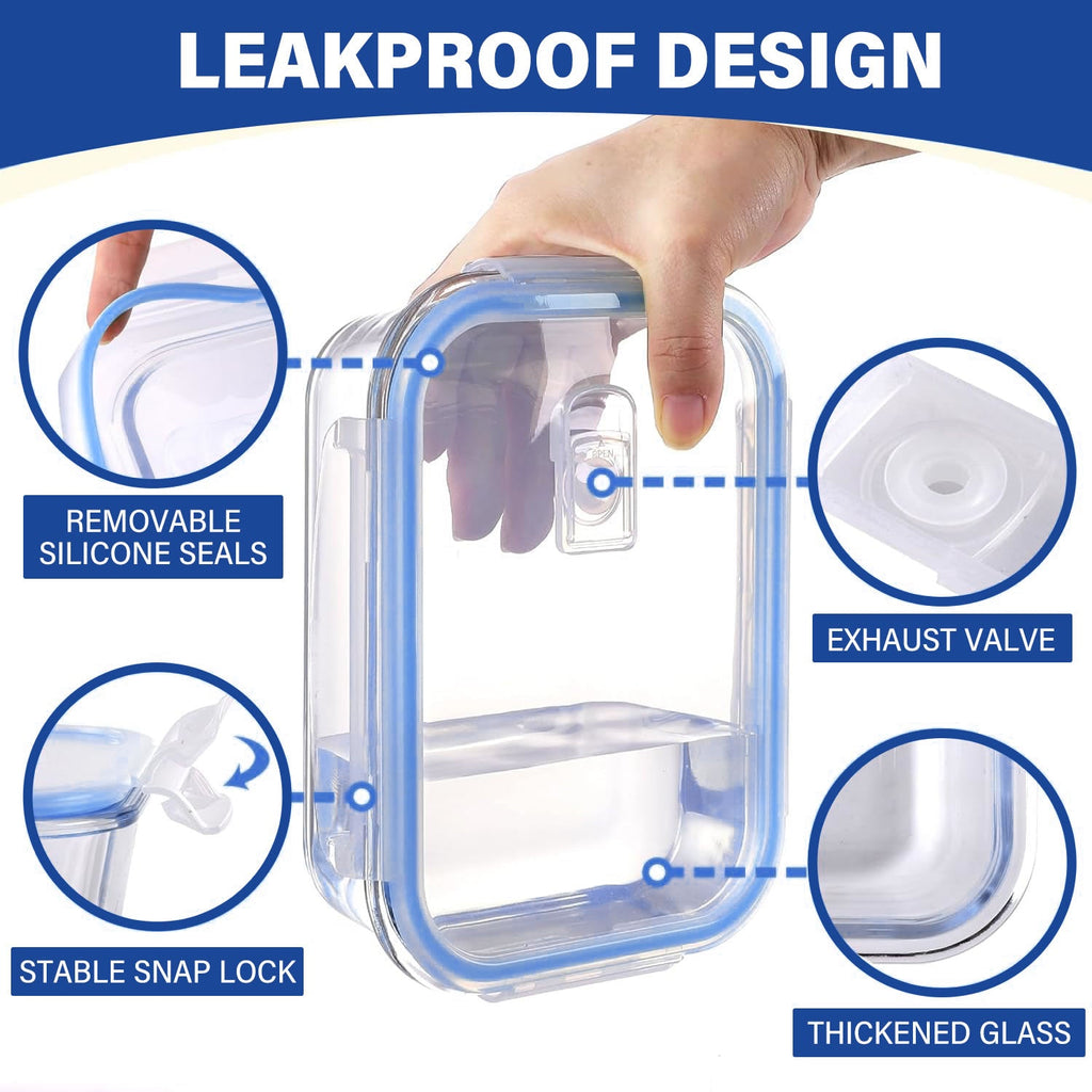 Stelive 12 PCS Glass Food Storage Containers Airtight Food Containers Leakproof Lunch box BPA Free