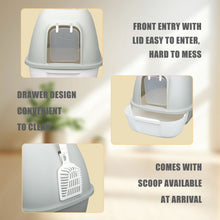 Load image into Gallery viewer, truepal Cat Litter Box Front Entry With Lid Fully Enclosed, Anti-splashing Kitty Pet Toliet Box With Scoop,532x410x406mm,Grey