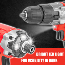 Load image into Gallery viewer, TOPEX 20V Cordless Hammer Drill Impact Driver Power Tool Combo Kit w/ Drill Bits &amp; Tool Bag