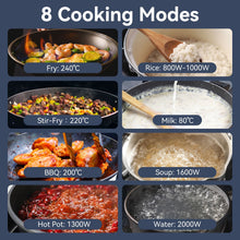 Load image into Gallery viewer, Stelive 2000W Electric Induction Cooktop Portable Kitchen Cooker 8 Power Levels Electric Burner Induction Cooker with Sensor Touch (Black)