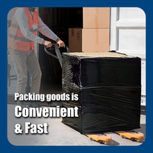 Load image into Gallery viewer, MasterSpec Black Plastic Stretch Wrap Film, 50cm x 400m Durable Packing Moving Packaging Heavy Duty Shrink Film 25U with Plastic Rotary Handle