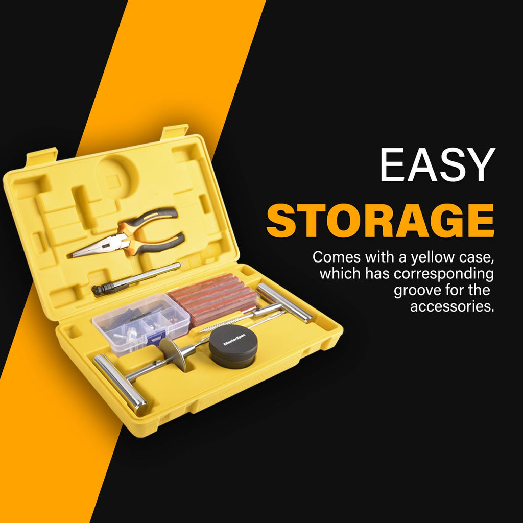 Click to zoom in MasterSpec 64pcs a Tubeless Tyre Puncture Repair Kit Universal Flat Tyre Plug Tool Set