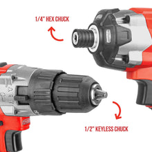 Load image into Gallery viewer, TOPEX 20V Cordless Hammer Drill Impact Driver Power Tool Combo Kit w/ Drill Bits