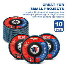 Load image into Gallery viewer, TOPEX 125mm Zirconia Flap Disc, 120 Grit, 10Pack