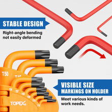 Load image into Gallery viewer, TOPEX 38Pcs Allen Key Set Hex Key Allen Wrench Folding Hex Key Ball End Metric/SAE/Star