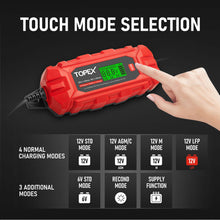 Load image into Gallery viewer, TOPEX Car Battery Charger, 4A 6V/12V Smart Automatic Battery Charger Maintainer with LCD Display for Lead Acid, LiFePo4 Battery in Truck, Motorcycle
