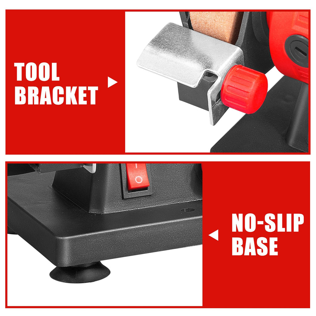 TOPEX 120W Bench Grinder w/ 2 Grinding Wheels& Adjustable Tool Rests& Eye-Protecting Shields& Static Wheel Guards