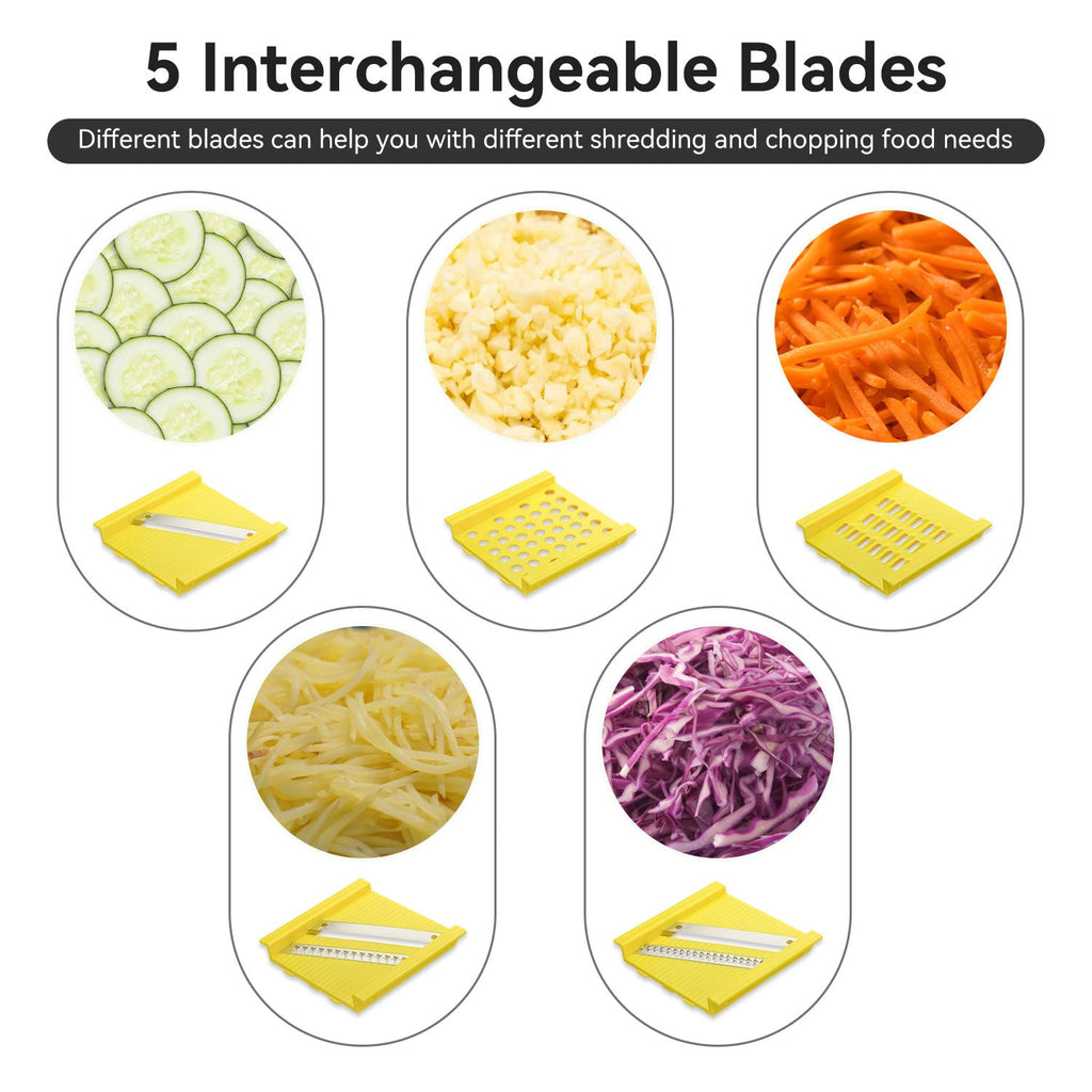 Stelive 2-IN-1 Salad Spinner Salad Spinner Vegetable Chopper Slicer Food Choppers Vegetable Slicer Fruit Cutter Food Dicer with Container Hand Guard (Yellow)