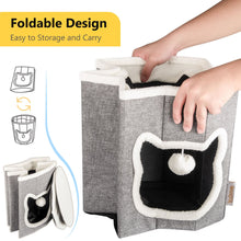 Load image into Gallery viewer, truepal Foldable Cat House Cat Cave Calming Cat Bed for Indoor Cats Washable Cat Condo with Hanging Toy Anti-tip Reinforced Design Suitable for Cats &amp; Kittens