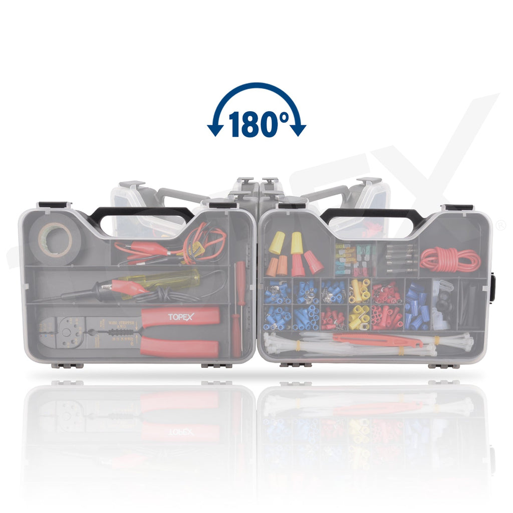 TOPEX 285 PCs Auto Electrical Repair Kit Gauge Wire Stripper Connectors Assortment Set Multifunctional & Self-Adjusting Cutting Peeling Pliers Tool