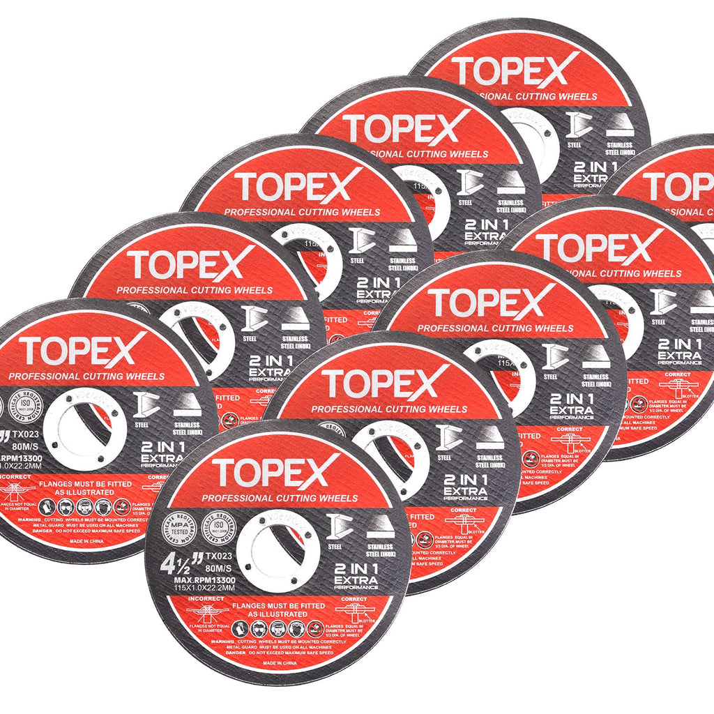 TOPEX 20PCs 115mm Cutting Wheel Flap Grinding Disc Wire Brush Diamond Turo Blades Kit