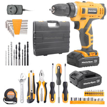 Load image into Gallery viewer, MasterSpec 47PCs 12V Lithium Cordless Drill with 2 Batteries