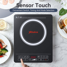 Load image into Gallery viewer, Stelive 2000W Electric Induction Cooktop Portable Kitchen Cooker 8 Power Levels Electric Burner Induction Cooker with Sensor Touch (Black)