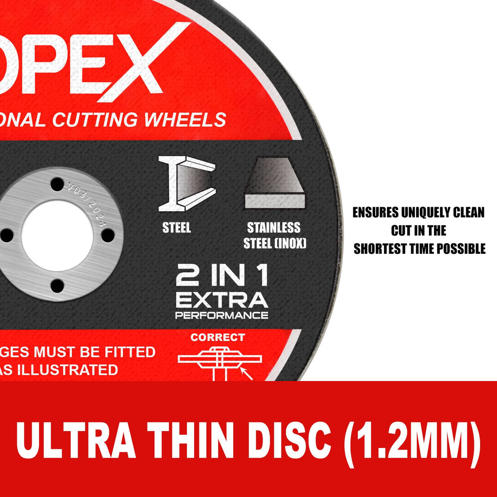 TOPEX 50-Piece 85mm Professional Cutting Wheels Discs 2 in 1 Steel Inox Ultra Thin