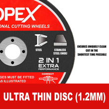 Load image into Gallery viewer, TOPEX 50-Piece 85mm Professional Cutting Wheels Discs 2 in 1 Steel Inox Ultra Thin