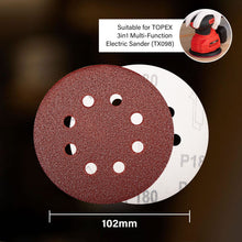 Load image into Gallery viewer, TOPEX 125mm Orbital Sanding Discs Oxide Sandpaper Sanding Paper Pads Abrasive Sheet Hook&amp;Loop Mixed Grits Coarse Accessories TOPEX Sanders