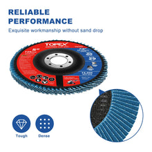 Load image into Gallery viewer, TOPEX 125mm Zirconia Flap Disc, 40/60/80/120 Grit, 10Pack