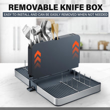 Load image into Gallery viewer, Stelive Foldable Dish Drying Rack with Dual Parts for Kitchen Counter Space-Saving Rack - Rustproof Removable Utensil Drainer &amp; Drainage Spout, Gray
