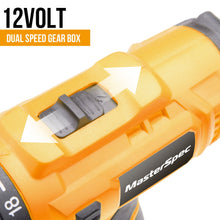 Load image into Gallery viewer, MasterSpec 12V Cordless Drill Driver Screwdriver Accessories W/1 Battery Charger