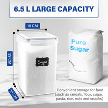 Load image into Gallery viewer, Stelive 4-Piece 6.5L Food Storage Containers Airtight Pantry Storage Containers Organiser Plastic Food Canisters Plastic Canisters w/ Labels &amp; Pen