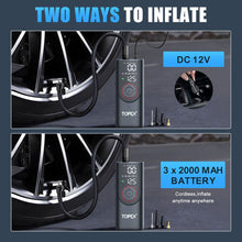Load image into Gallery viewer, TOPEX 12V Car Tyre Inflator Portable Air Compressor Cordless Air Pump 150PSI Air Pump Dual Power Electric Tyre Pump for Car/ Motorcycle/ Bike/ Ball/ Custom
