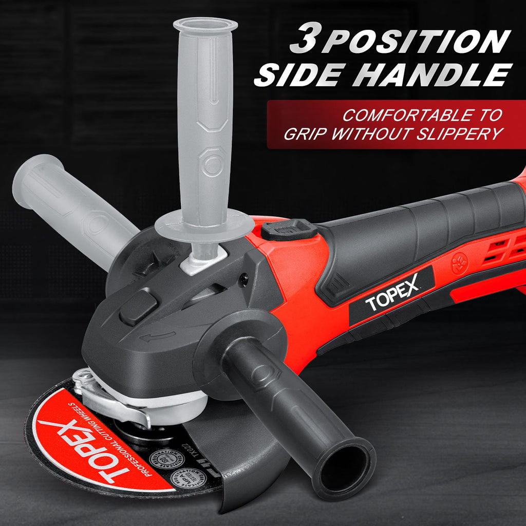 TOPEX 20V Cordless Angle Grinder 125mm Li-ion Grinding Cutting Power Tool