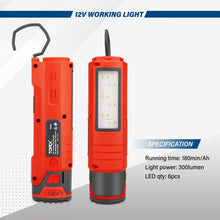 Load image into Gallery viewer, TOPEX 12V Cordless LED Worklight Lithium-Ion LED Torch w/ Battery &amp; Charger