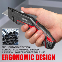 Load image into Gallery viewer, TOPEX Deluxe Folding Utility Knife 2 Piece Lock Back Auto Load Total 58 Blades