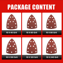 Load image into Gallery viewer, TOPEX Detail Sanding Sheets, 102x148mm, 10x40,60,80,100,120,240 Oxide Sandpaper Sanding Paper Pads Abrasive Sheet Hook&amp;Loop Mixed Grits Coarse Accessories for TOPEX Sanders