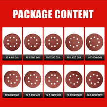 Load image into Gallery viewer, TOPEX 125mm Orbital Sanding Discs Oxide Sandpaper Sanding Paper Pads Abrasive Sheet Hook&amp;Loop Mixed Grits Coarse Accessories TOPEX Sanders
