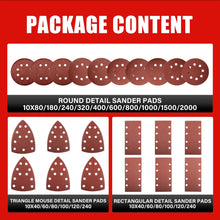 Load image into Gallery viewer, TOPEX Sanding Sheets Set 220Pack Oxide Sandpaper Sanding Paper Pads Abrasive Sheet Hook&amp;Loop Mixed Grits Coarse Accessories for TOPEX Sanders