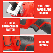 Load image into Gallery viewer, TOPEX 12V Cordless Reciprocating Saw w/  2 Saw Blades &amp; Clamping Claw  Cutting Depth 65 mm