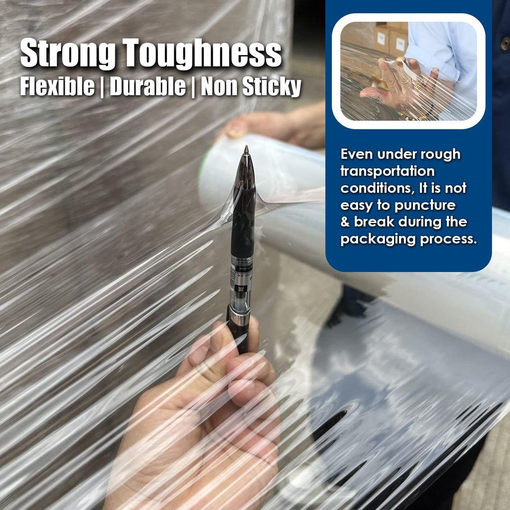 MasterSpec Clear Plastic Stretch Wrap Film, 50cm x 400m Durable Packing Moving Packaging Heavy Duty Shrink Film 25U with Plastic Rotary Handle